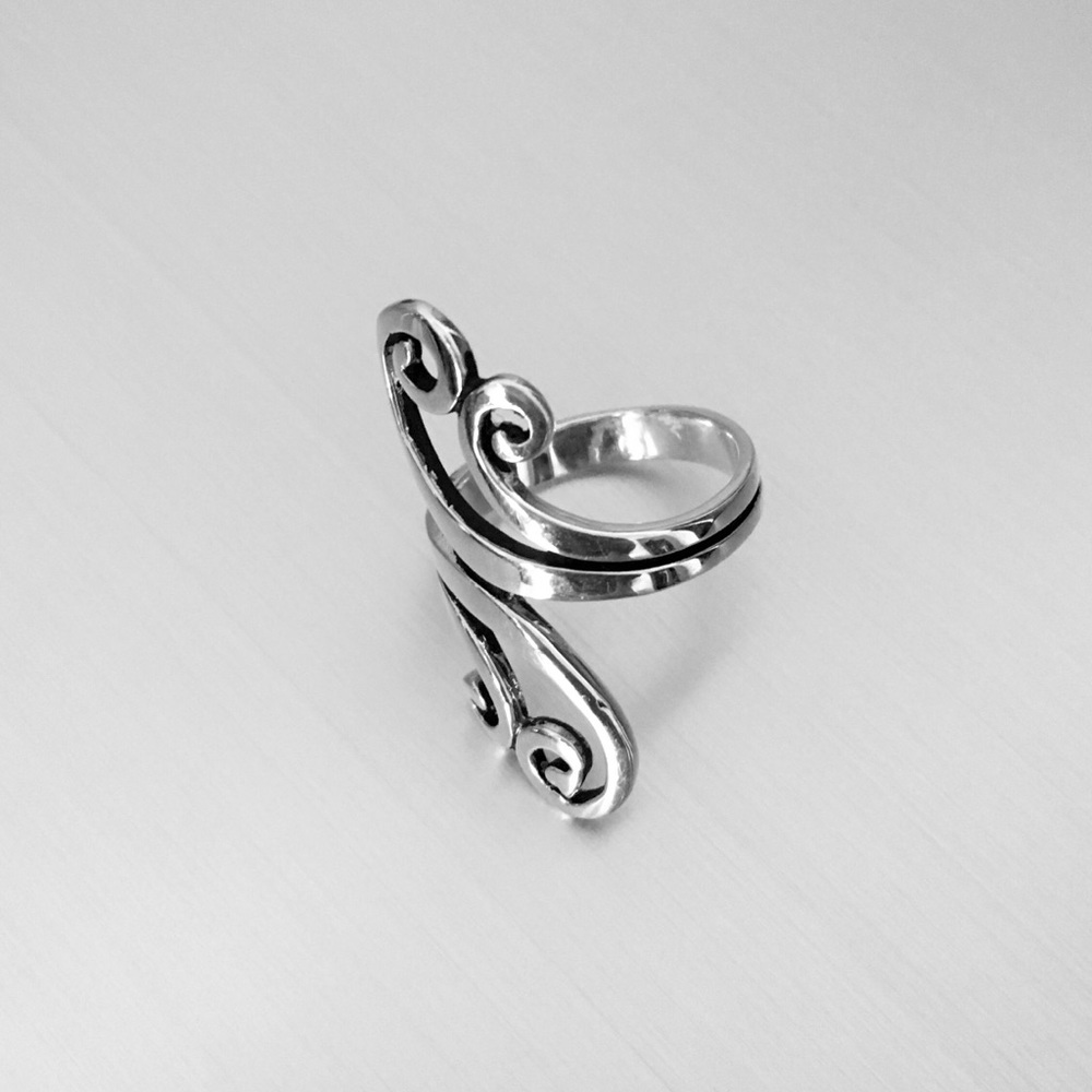 Sterling Silver Statement Swirly Ring - image 4